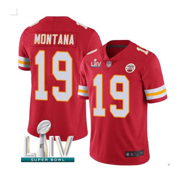 Men Kansas City Chiefs 19 Montana Red Super Bowl LIV 2020 Stitched NFL Vapor Untouchable Limited Jersey